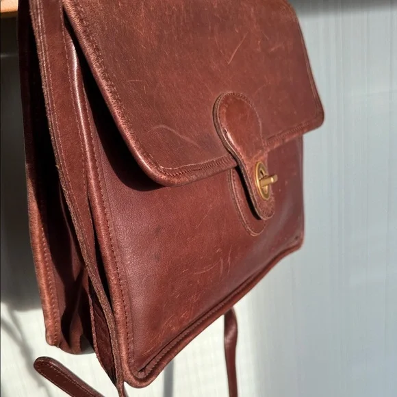 Vintage 1998 Coach Willis 9927 Mahogany Brown Leather Turnlock Crossbody Satchel - Picture 10 of 14